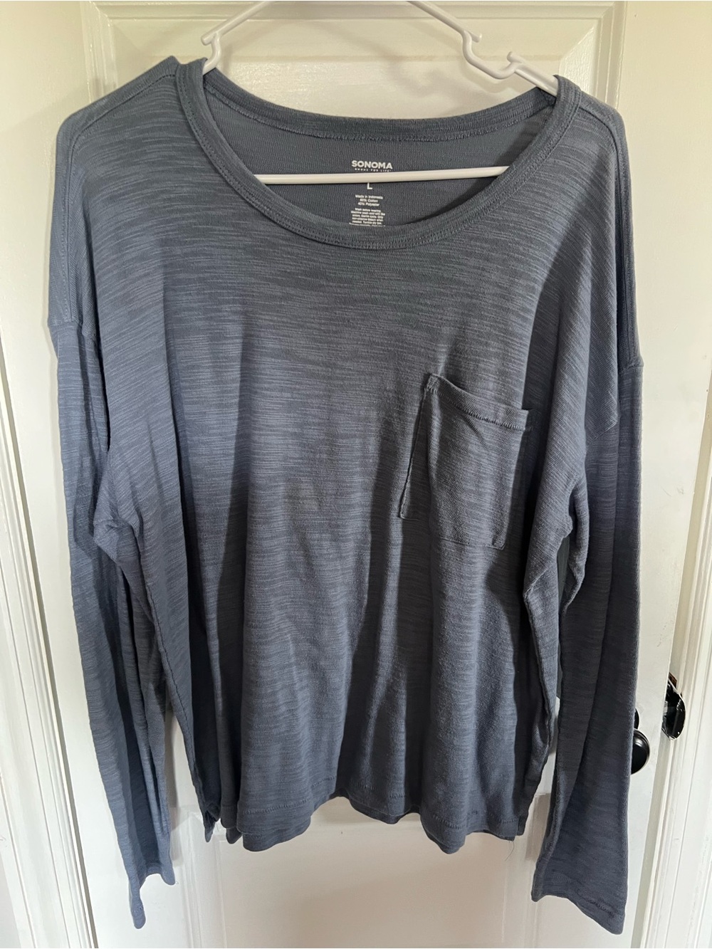 SONOMA Long-Sleeve Crewneck Pocket Tee - Slate Gray
